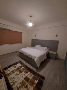 1 dormitorio con 1 cama grande y 1 alfombra en شقق سكنيه للايجار en El Cairo