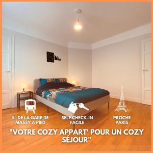 a bedroom with a bed in a room at Cozy Appart' 2 Centre ville proche gare Massy - Cozy Houses in Massy