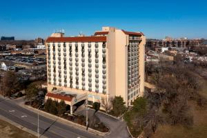 an overhead view of a tall building with a city at Embassy Suites by Hilton Kansas City Plaza in Kansas City