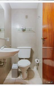 a bathroom with a white toilet and a sink at Departamento en el corazón de Mendoza in Mendoza