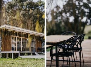 a table and chairs in front of a building at Park Crescent - Daylesford Macedon Region in Kyneton