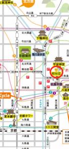 a map of the subway in osaka with stations at 明和荘Mei Wa Inn in Kyoto