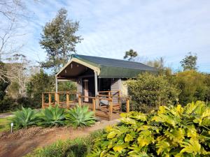 a small building with a green roof at Southern Sky Glamping in Mount Tamborine