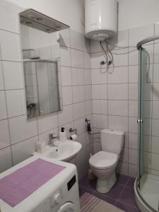 baño con lavabo y espejo en Ema en Prvić Šepurine