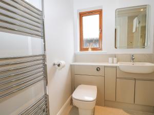 a bathroom with a toilet and a sink at Lapwings in Fareham