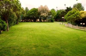 a large field of grass with trees and a fence at Sheraton Istanbul Atakoy Hotel in Istanbul