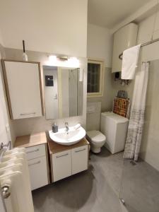 a bathroom with a sink and a toilet at Buda Home in Budapest