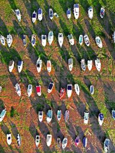 an overhead view of a bunch of cars parked in a parking lot at Sunnybeach Holiday Apartments in Paignton