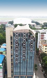 an overhead view of a tall building in a city at The Zabeer Dhaka in Dhaka