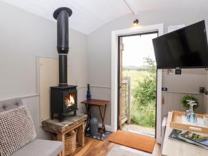 a living room with a fireplace and a tv at Penny in York