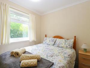 a bedroom with a bed and a window at 31 Siesta Mar Chalet Park in Norwich