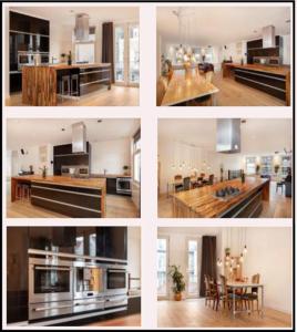 een collage van foto's van een keuken en een woonkamer bij Groot mooi 2 etage loft met dakterras in De Pijp. in Amsterdam