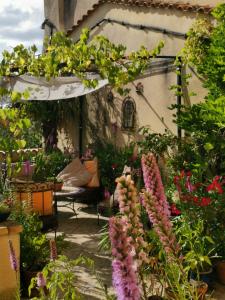 un jardín con un montón de plantas y flores en 'Quelle Belle Vue' Chambre d'Hote, en Confolens