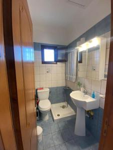a bathroom with a toilet and a sink at villa kastanos in Amaliapoli +29 photos