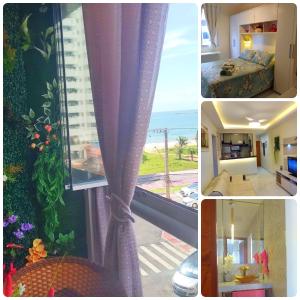 a collage of pictures of a room with a window at AP Top na Praia da Costa in Vila Velha