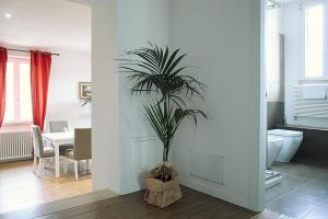 een palmboom in een zak in een badkamer bij Casa Desdy in Tuscania