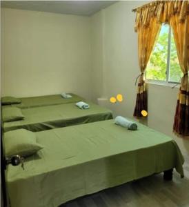 a bedroom with two beds and a window at CASA FRAGATA in Puerto Baquerizo Moreno