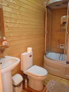 a bathroom with a toilet and a sink and a tub at Abkhazsky Dvorik in Gagra