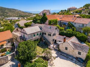 an aerial view of an old house in a village at Fortuna in Nerežišće