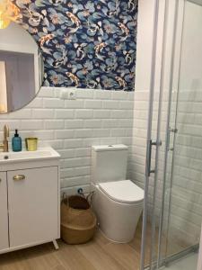 a bathroom with a toilet and a sink at Apartamento Elvira in Granada