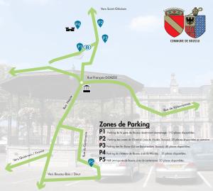 una mappa del campus del parcheggio Louis de Parking di Appartement neuf à Boussu - Près de la France - Séjour Détente a Boussu