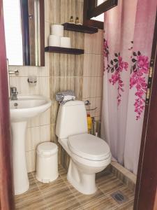 a bathroom with a toilet and a sink at Aroma Studios and Apartments in Vourvourou +89 photos