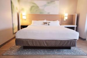 un grande letto bianco in una camera d'albergo di Wyndham Garden Otsego-Minneapolis a Otsego