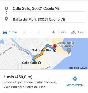 a screenshot of a cell phone with a map at David Design Apartment centro storico in Caorle