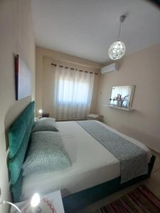 1 dormitorio con 1 cama grande en una habitación en Panoramic apartment en Shkodër