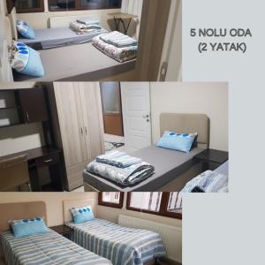 Een bed of bedden in een kamer bij Kiralık oda