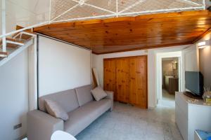 a living room with a couch and a television at La Casetta di Camilla - Amalfi coast in Minori