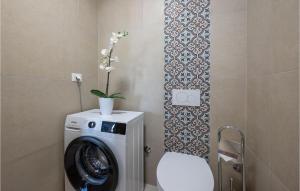 uma casa de banho com uma máquina de lavar roupa e um WC em Cozy Apartment In Vodnjan With Jacuzzi em Barbariga