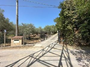 a shadow of a fence on a road at Villa Valentina in Cefalù