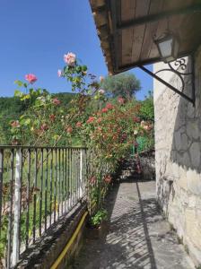 a fence with flowers on the side of a building at Casa Vacanze Le Vigne in Rionero Sannitico