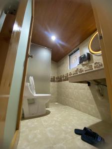 uma casa de banho com um WC e um lavatório em APEX Le Yurt Skardu em Skardu