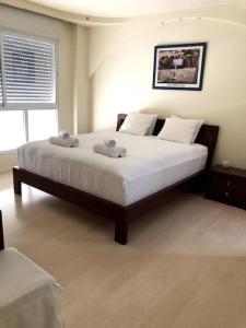 Un pat sau paturi într-o cameră la Nitza Seaview Apartments