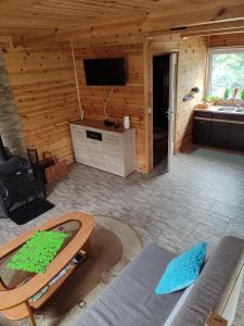 TV a/nebo společenská místnost v ubytování ROZTOCZE, Domek Na Leśnym Wzgórzu, Zwierzyniec, Krasnobród,Zamość