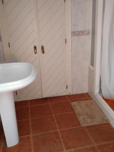 een badkamer met een wastafel en een douche bij Cuevas Alia in Castilléjar
