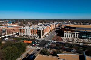 an overhead view of a city with buildings and a street at SpringHill Suites Norfolk Old Dominion University in Norfolk