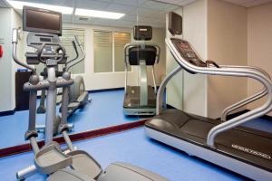 un gimnasio con máquinas de ejercicio cardiovascular y cinta de correr en SpringHill Suites Rochester Mayo Clinic Area / Saint Marys, en Rochester