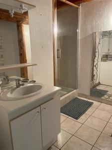 łazienka z umywalką i prysznicem w obiekcie Maison a Seez 170m2 w mieście Séez +12 zdjęć