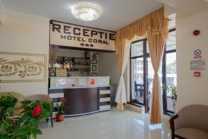 The lobby or reception area at Hotel Coral