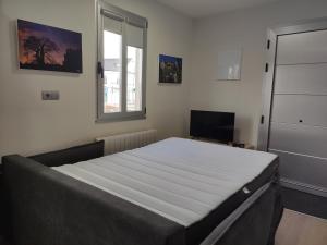 a bedroom with a large bed in a room at A Casiña do Camiño in Baamonde