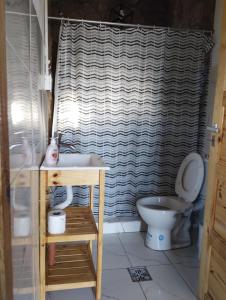 a bathroom with a sink and a toilet at Cabañas Uva in Ciudad Lujan de Cuyo