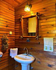 a bathroom with a sink and a mirror at Vila Tornik in Zlatibor