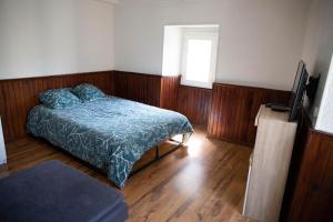 Schlafzimmer mit einem Bett und einem Fenster in der Unterkunft Appartement T 1bis in Saint-Geoire-en-Valdaine