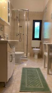 ein Bad mit einem Waschbecken, einem WC und einer Dusche in der Unterkunft Araxi in Villa San Pietro
