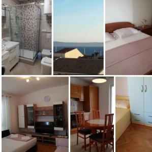 un collage de fotos de un dormitorio y una habitación en Apartments Ćulav en Makarska