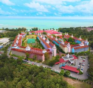 an overhead view of a large building with a park at D'Vista Apartments in Lotus Desaru Beach Resort in Desaru