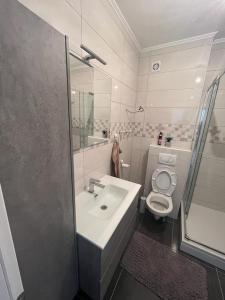 y baño con lavabo y aseo. en Apartman Sučić en Livno